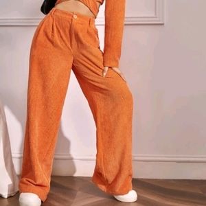 SHEIN EZwear High Waist Plicated Deail Straight leg Pants